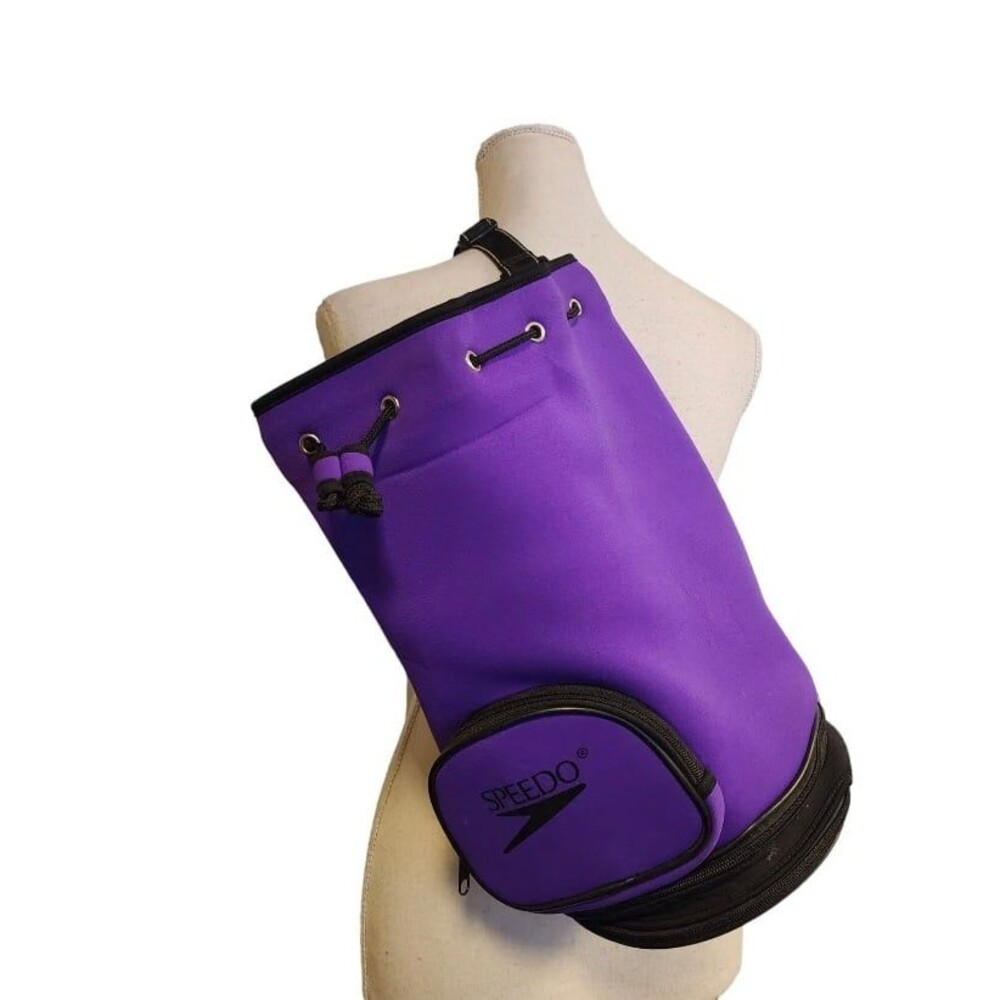Speedo Swim Hiking Outdoor Round drawstring Backpack sling Bag Purple